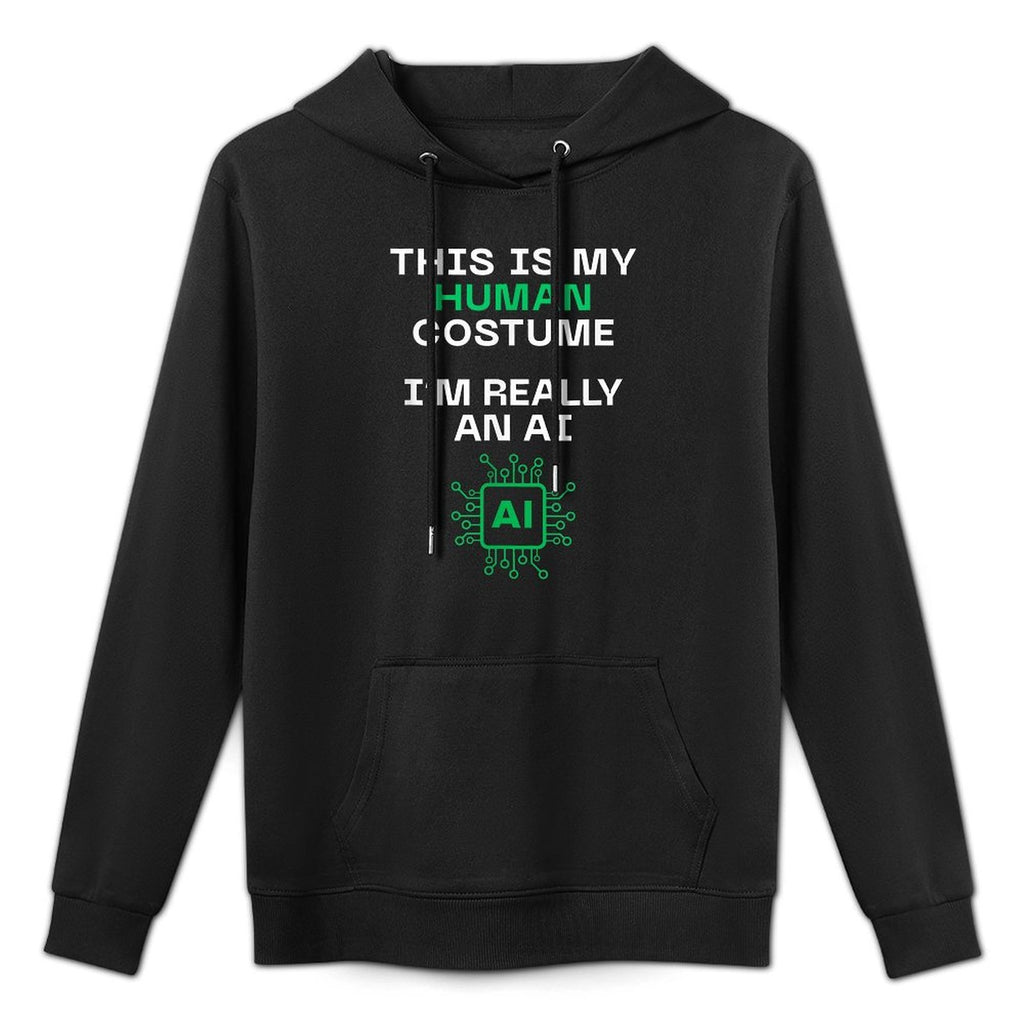 Funny This Is My Human Costume Im Really An AI Halloween Kangaroo Pocket Hoodie