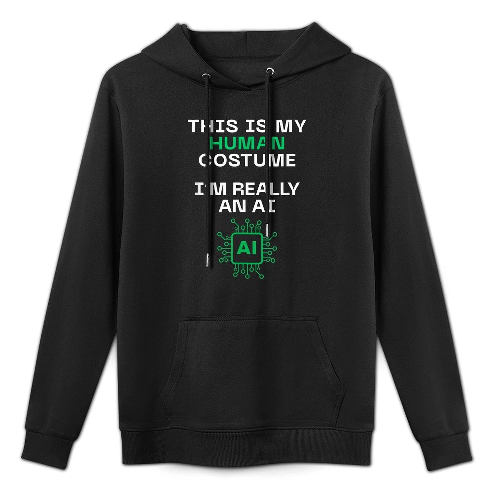 Funny This Is My Human Costume Im Really An AI Halloween Kangaroo Pocket Hoodie