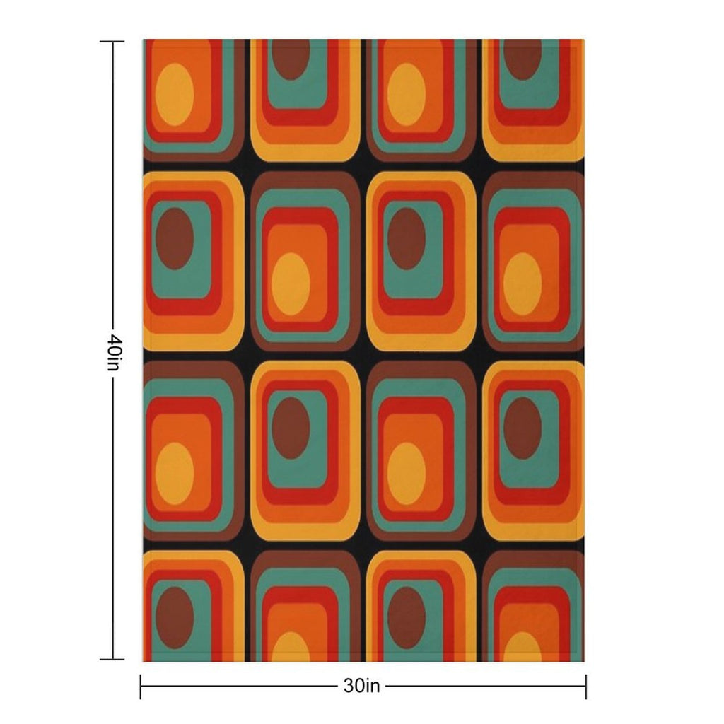 Retro Geometric Gradient Square And Circle Pattern 222 Anti-pilling Throw Blanket