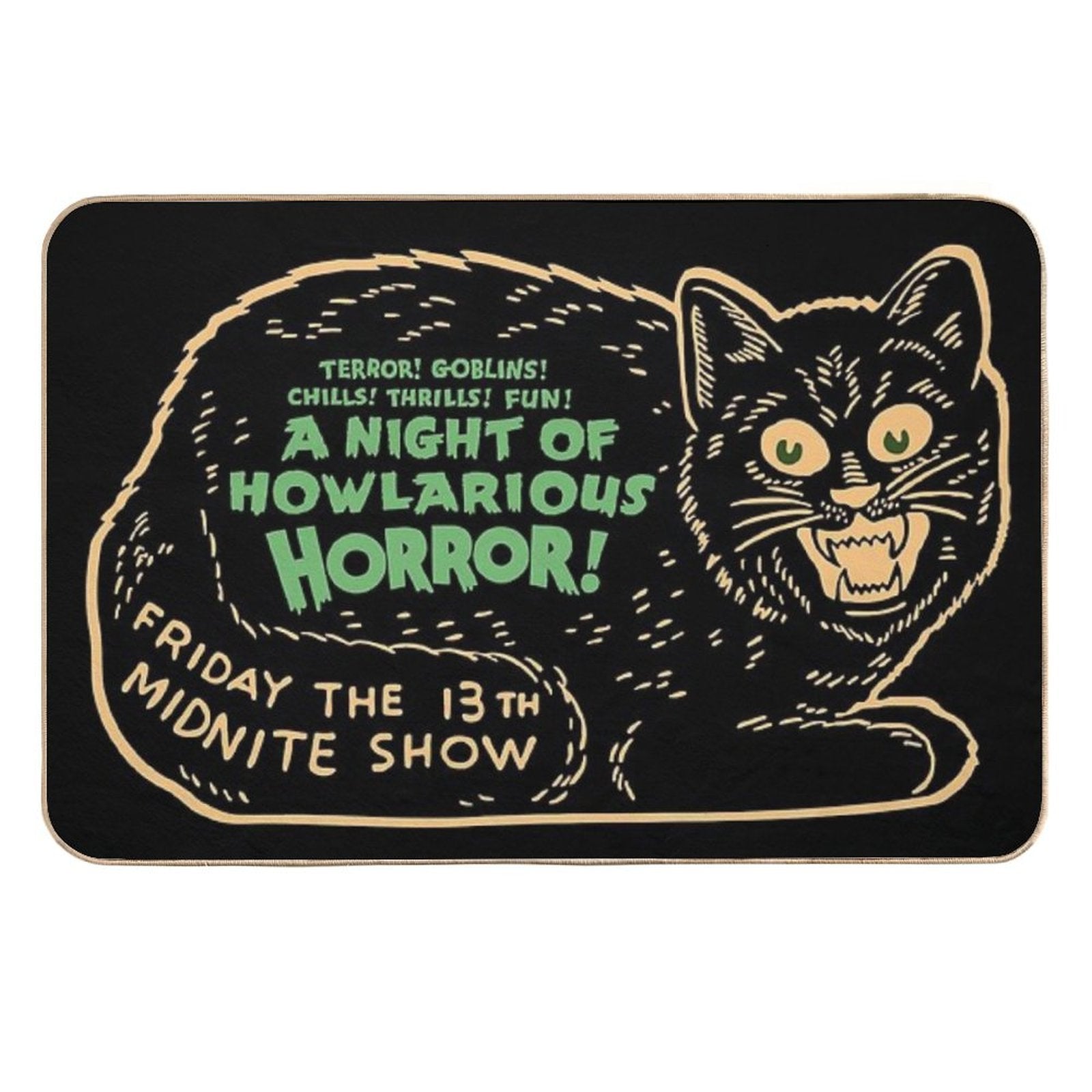 Vintage Halloween Black Cat  Non-Slip Bath Mat