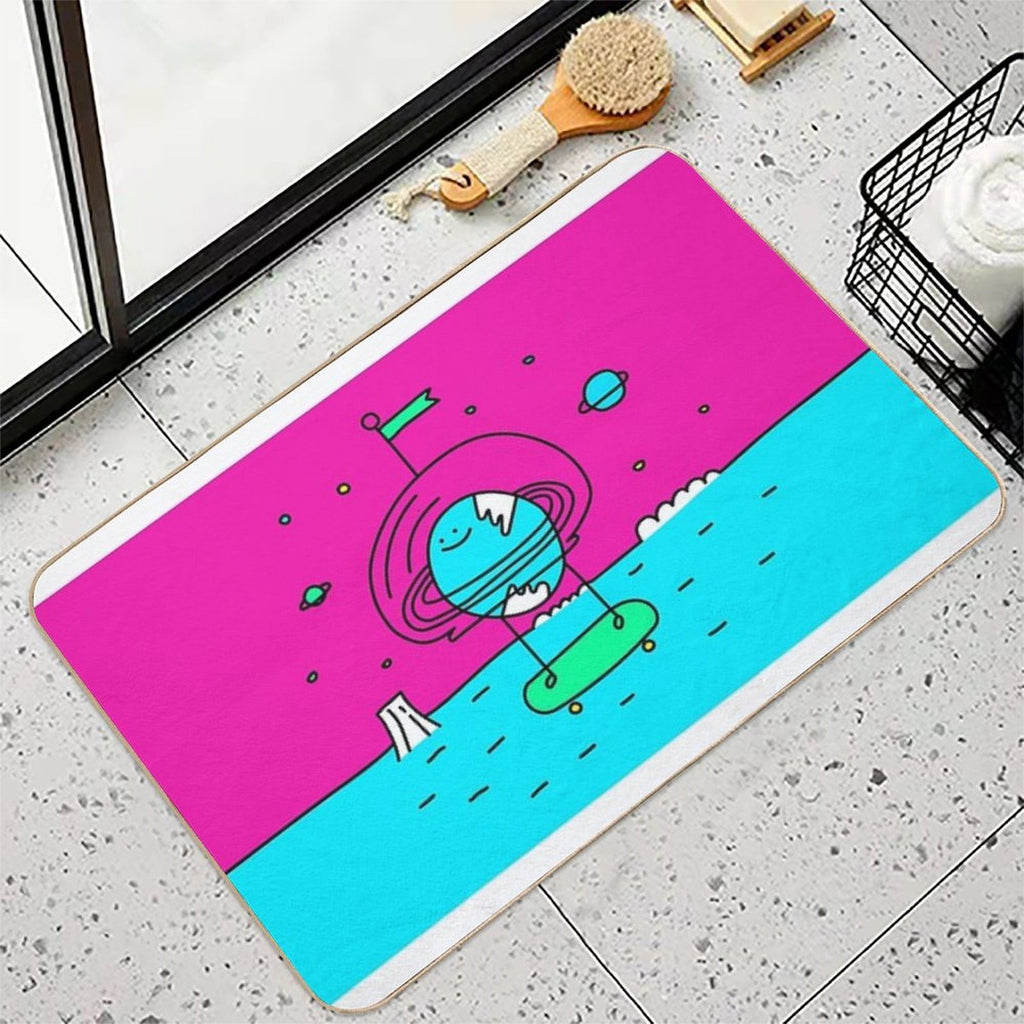 Surreal Planet - Cute Bright Solar System Earth  Toxin-Free Bath Mat