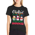 Chillin With My Preschool Snowmies Light Christmas Teacher Comfortable T-Shirt