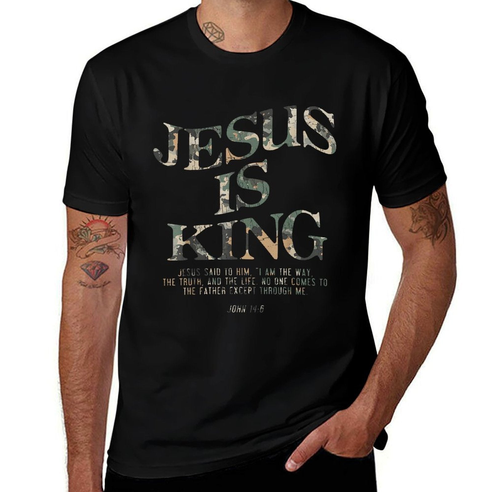 Vintage Camo Jesus Is King Jesus John 14 6 Costume Christian  Versatile T-Shirt