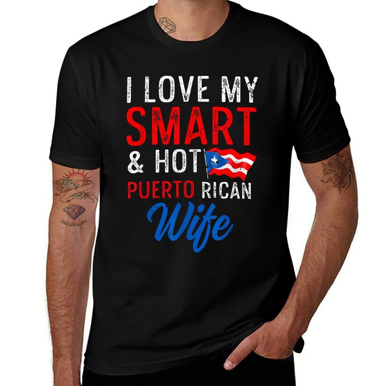 I Love My Smart And Hot Puerto Rican Wife Funny Husband  Lightweight T-Shirt