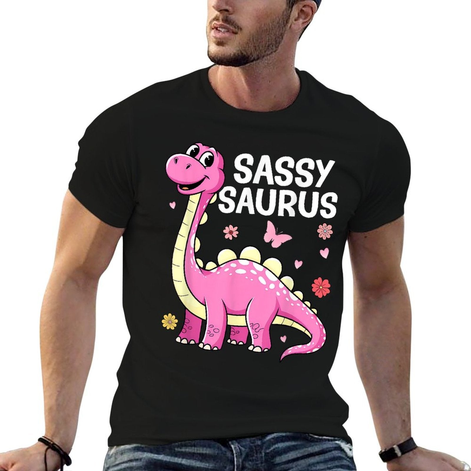 Dinosaur Toddler Girl Sassy Toddler Girls Women  Easy-care T-Shirt