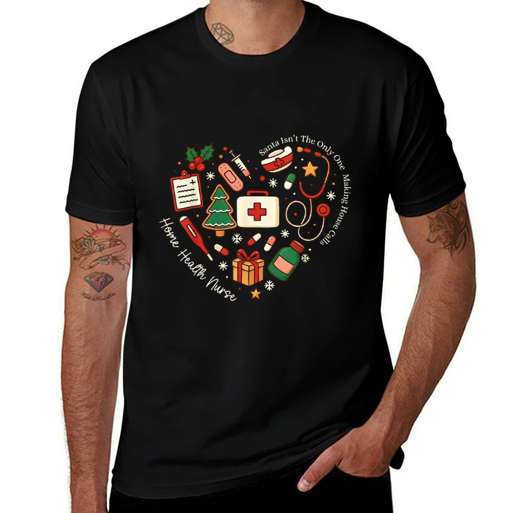 Christmas Home Health Nurse Heart Public Health Registered  Lightweight T-Shirt