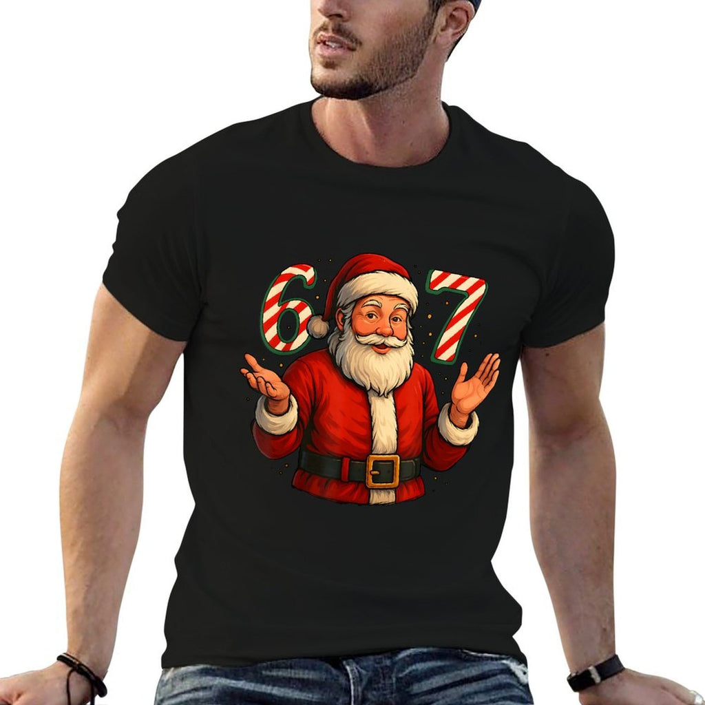 Funny 67 Meme Santa Style Christmas 6 7  Ribbed Collar T-Shirt