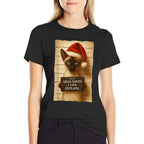 Funny Christmas Cat- Cute Siamese Santa Hat  Versatile T-Shirt