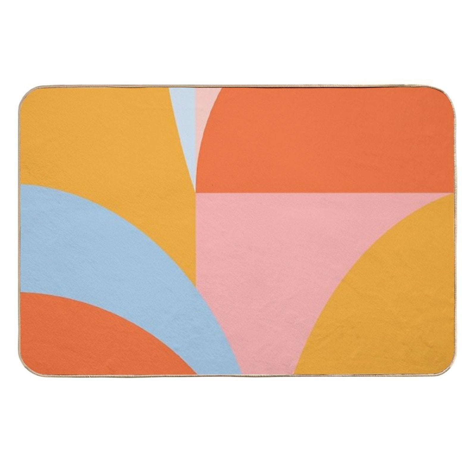 Geometric Shapes  Retro Beach Vibes Colors  Eco-Friendly Bath Mat