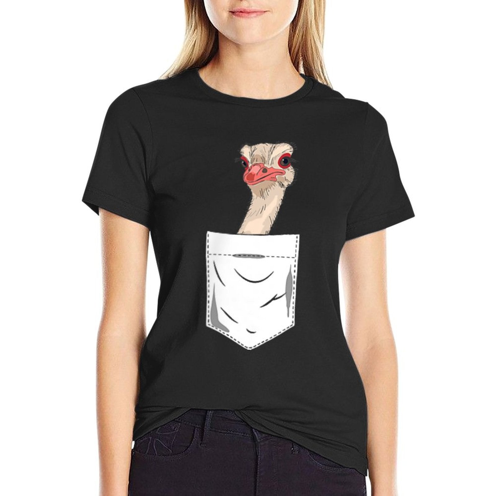 Ostrich Bird in The Pocket Funny Ostrich  Cotton T-Shirt