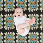 Orange, Blue And Green Granny Square Premium Throw Blanket