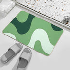 Verdant Echoes Organic Green Flow Abstract  Repositionable Bath Mat