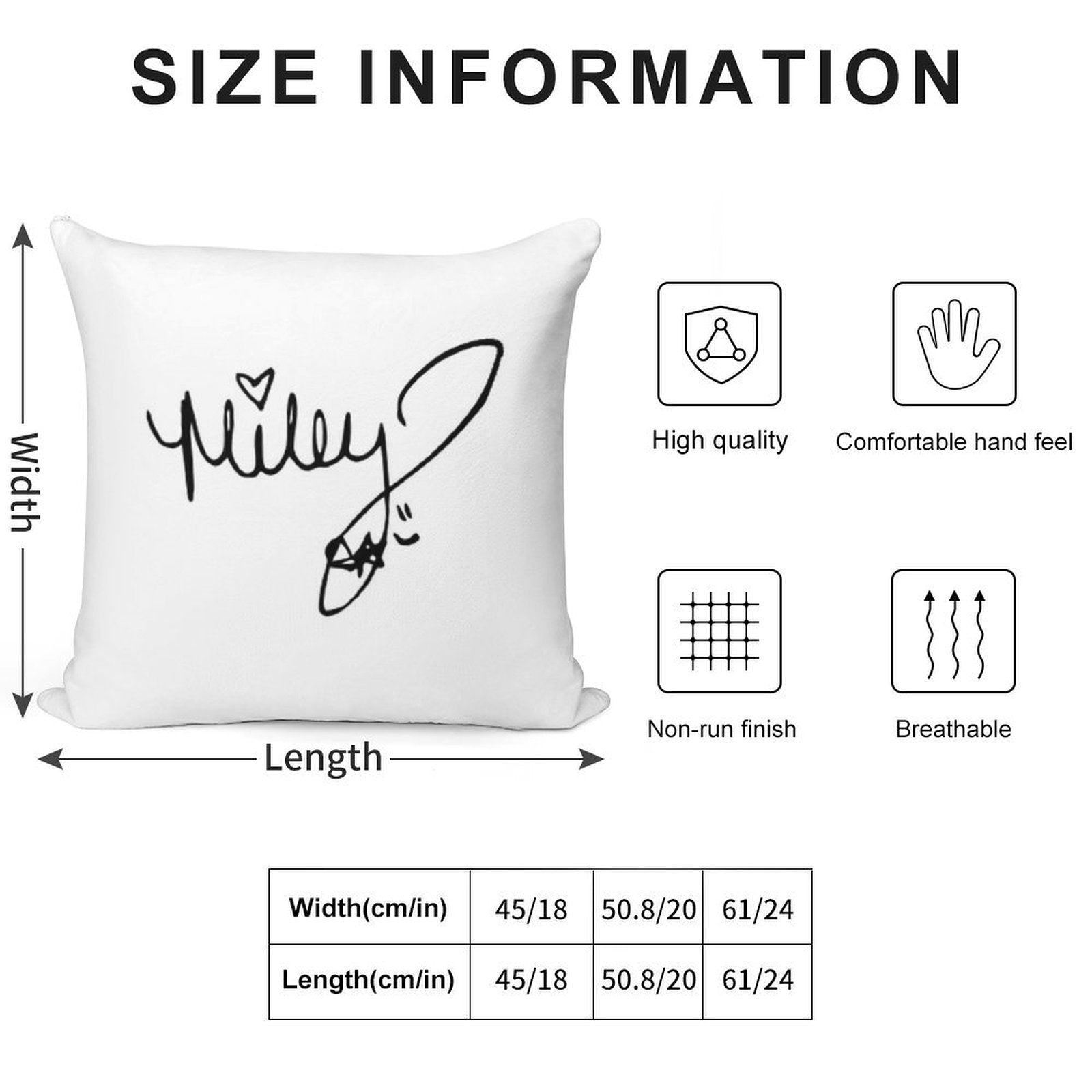 Miley Cyrus Autograph Soft Multiple Sizes Throw Pillow