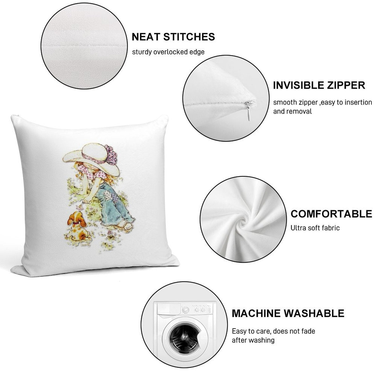 Sarah Kay with Puppy Soft Style Accent Throw Pillow