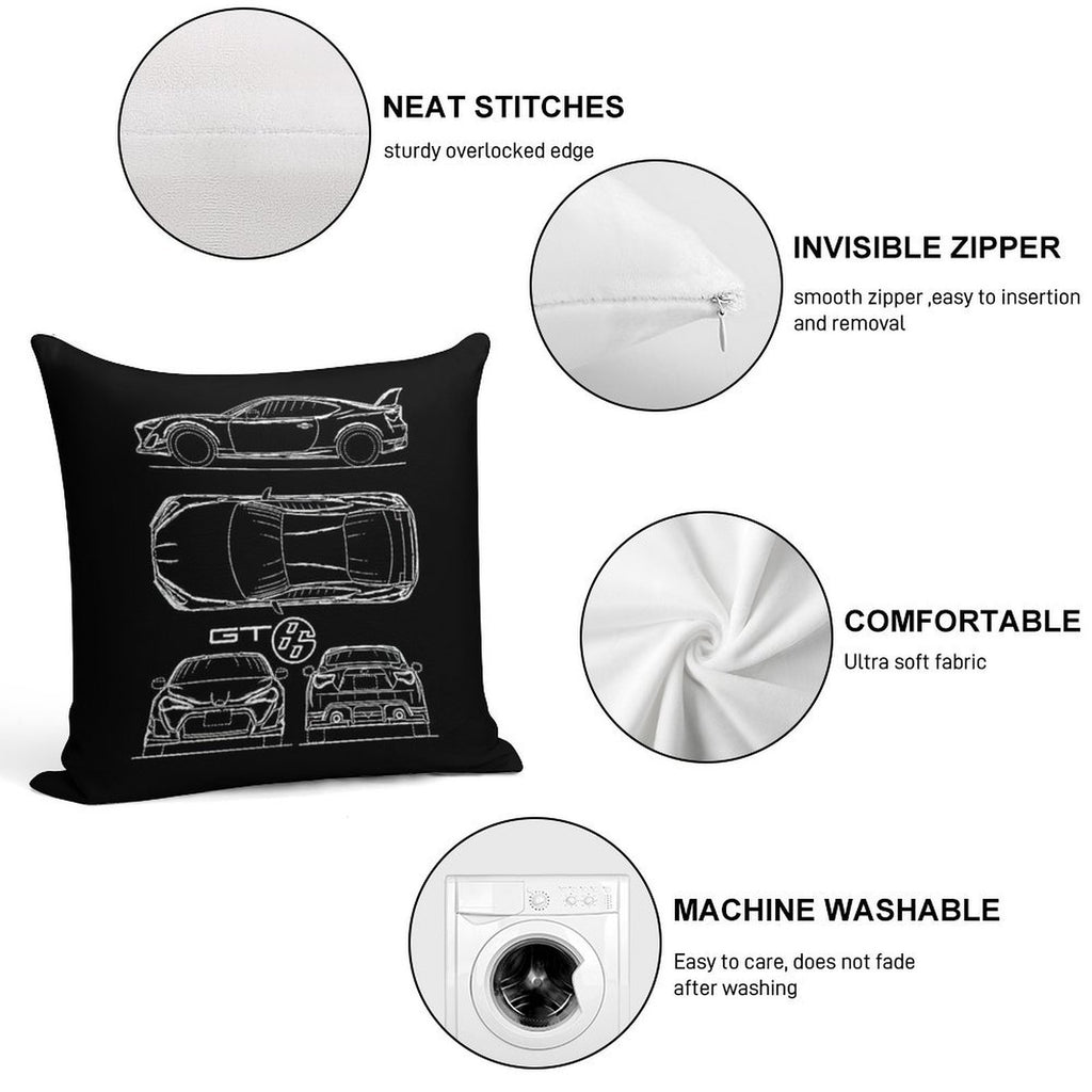 The GT86 Blueprint Soft Multiple Sizes Throw Pillow