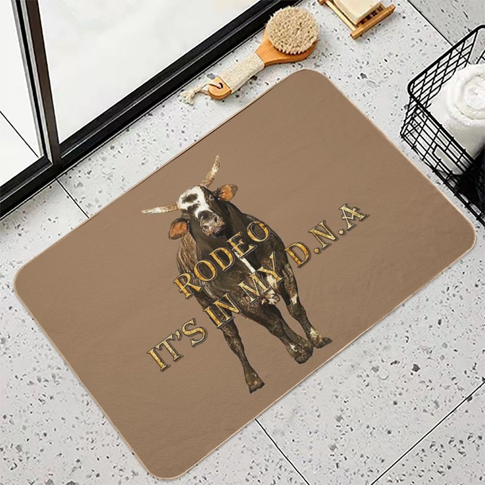 RODEO BULL, YEP IT IS IN HIS BREEDING Durable Bath Mat