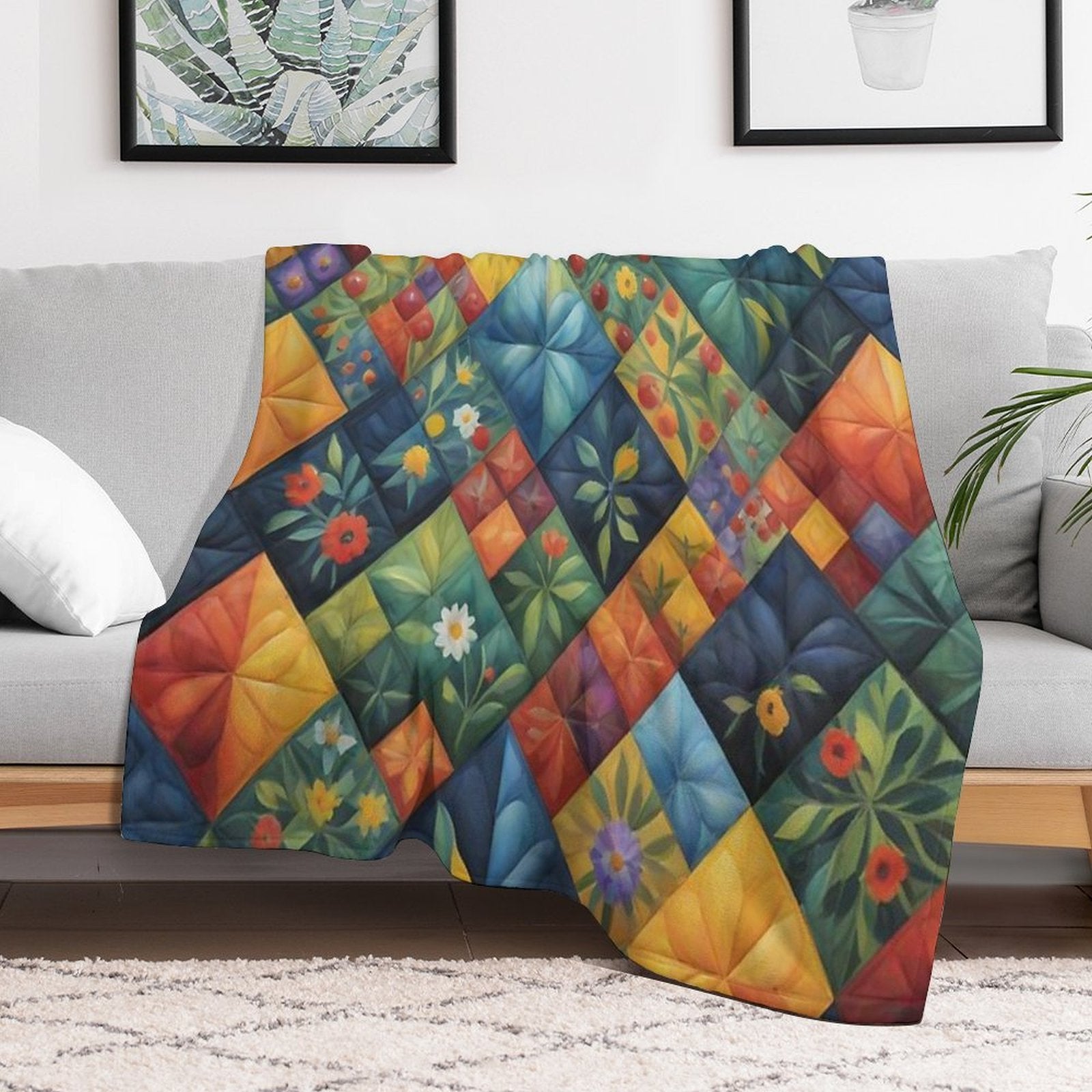 Colorful Quilting Pattren - Quilting Lover - Funny Quilter Versatility Throw Blanket