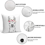 Floral Crown Llama Soft Short Plush Fabric Throw Pillow