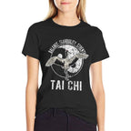 Tai Chi Crane Chinese Martial Arts Yin Yang Retro Vintage  Heathered Texture T-Shirt