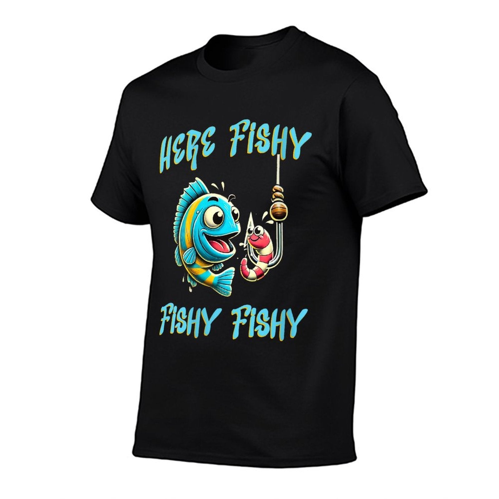 Womens Here Fishy Funny Fishing Graphic  Stretchy T-Shirt