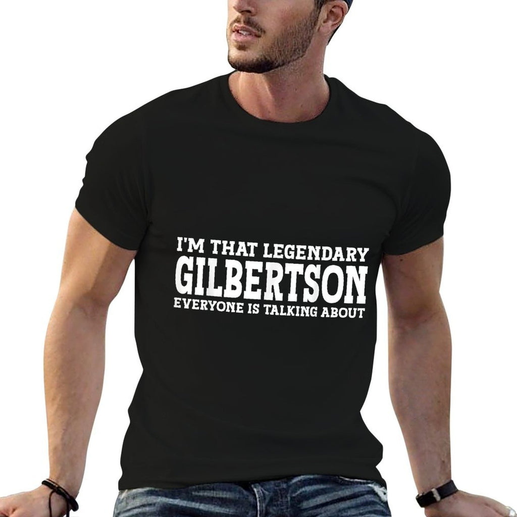 Gilbertson Surname Funny Team Family Last Name Gilbertson  Rolled Sleeves T-Shirt