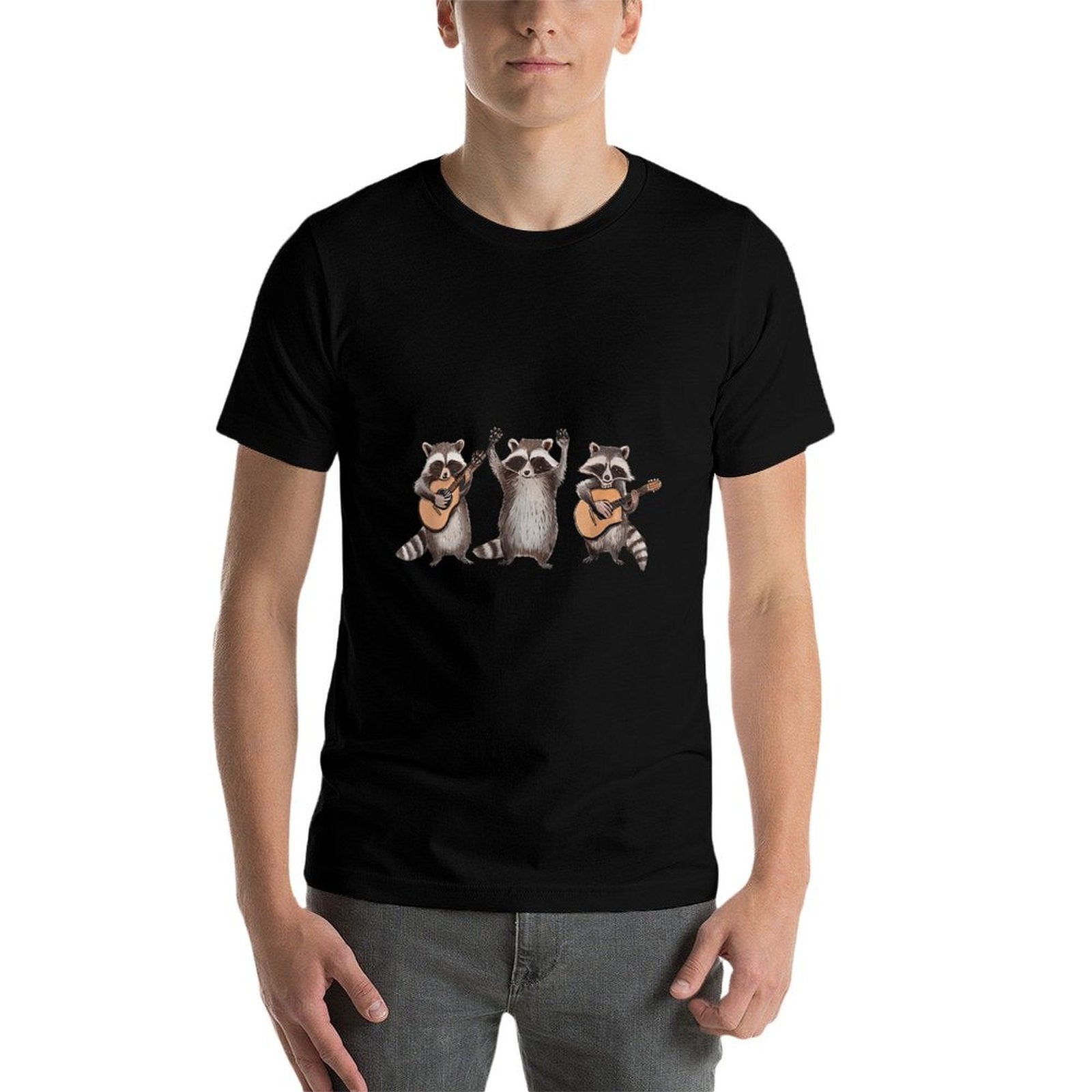 Raccoon Music Band Electric Acoustic Guitar Racoons  Easy-care T-Shirt