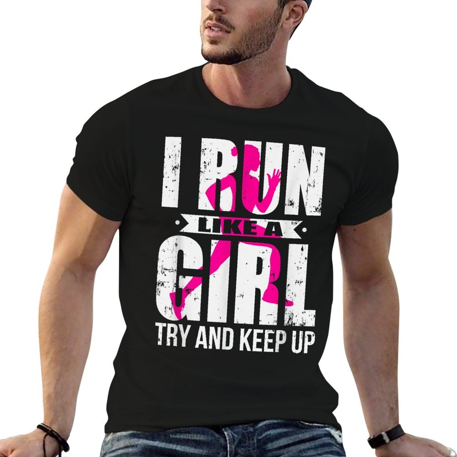 I Run Like A Girl Try to Keep Up Girls Running  Graphic-printed T-Shirt