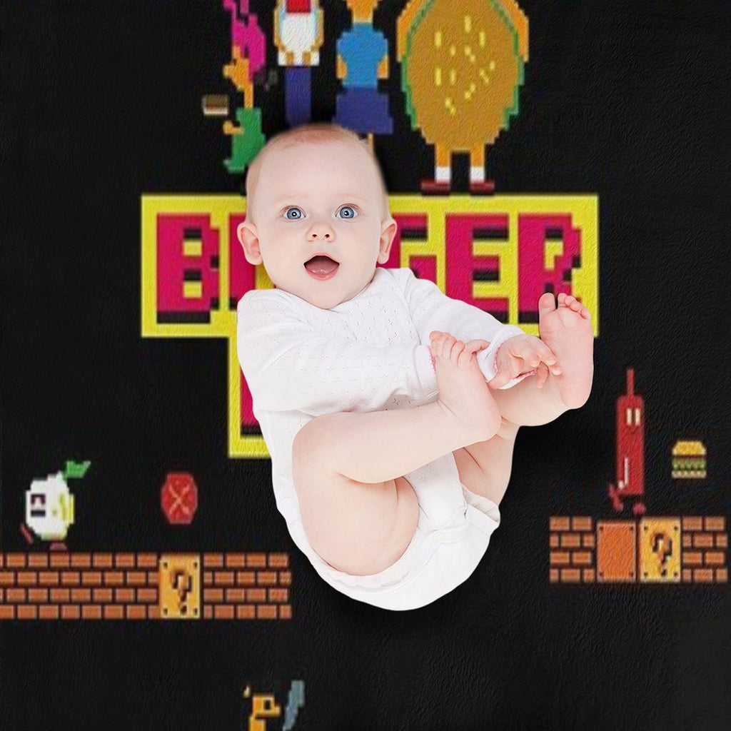 Burger Boss Pixel Art Eco-conscious Throw Blanket