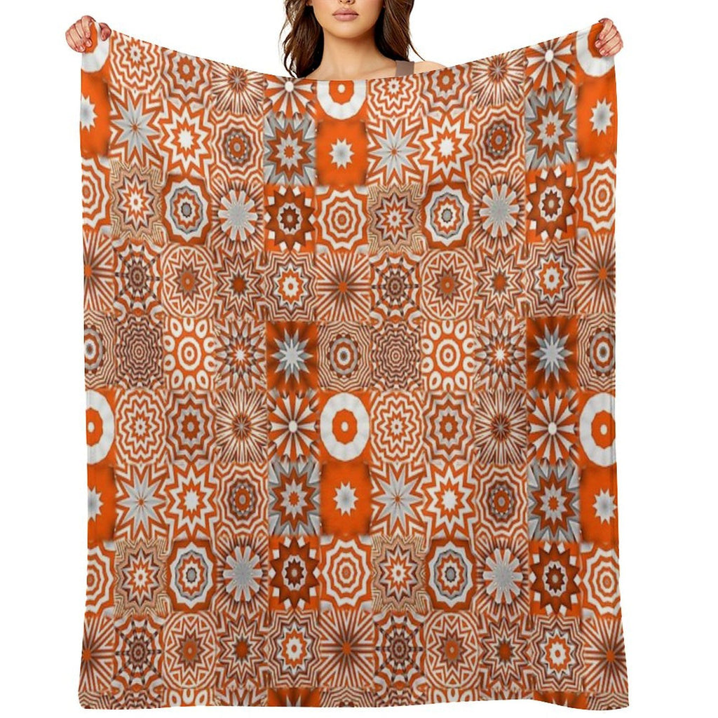 Candycane Mandala Quilt Pattern Abstract Boho Bohemian Hippy Hippie Vivid Multi-functional Throw Blanket
