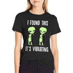 Aliens I Found This Its Vibrating Black Cat Funny Space  Eco-friendly Material T-Shirt