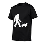 Bigfoot Walking Corgi Dog Funny Gift  Polyester Blend T-Shirt