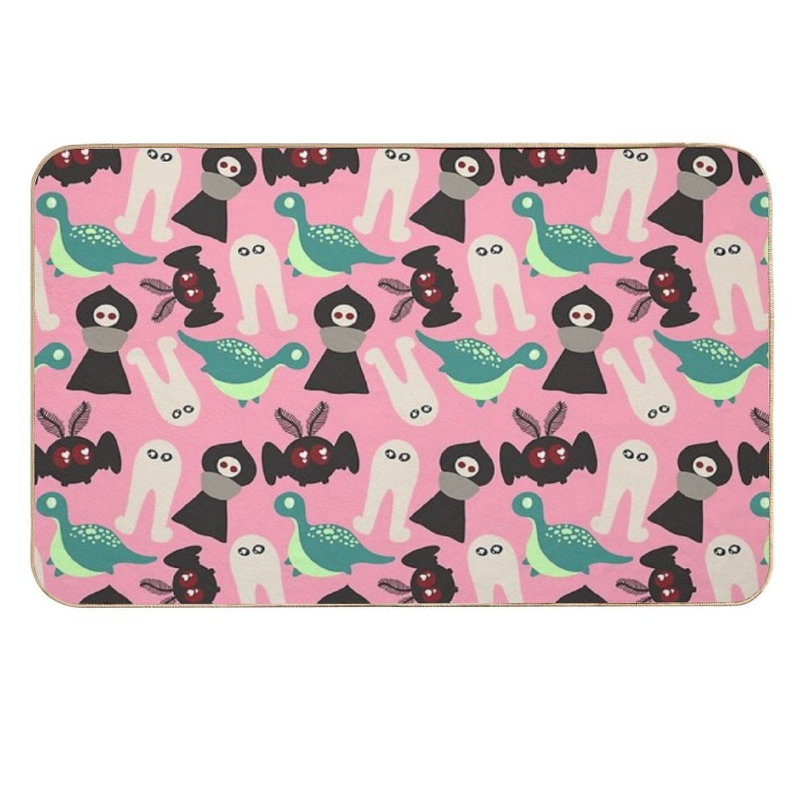Cute Cryptids (pink)  Rapid-Drying Bath Mat