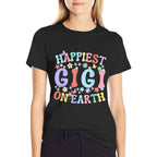 Happiest Gigi On Earth Family Trip Squad Groovy Grandma  Affordable Price T-Shirt