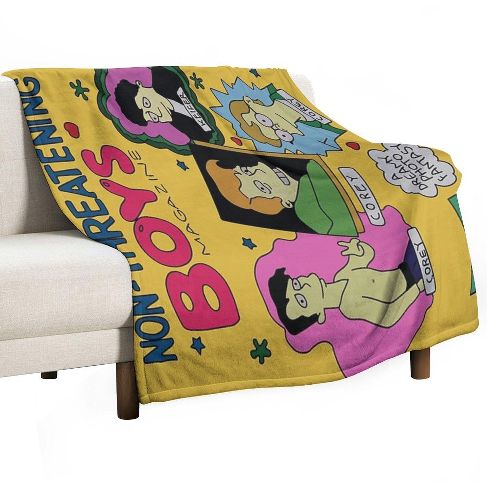 Non-Threatening Boys Magazine Quick-dry Throw Blanket
