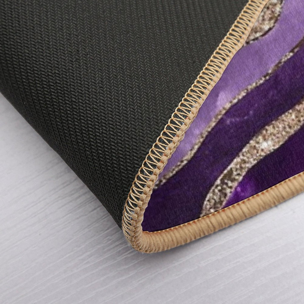 Purple Marble Agate Gold Glam #1 (Photo of Glitter Only - Not Reflective)  Easy To Clean Bath Mat