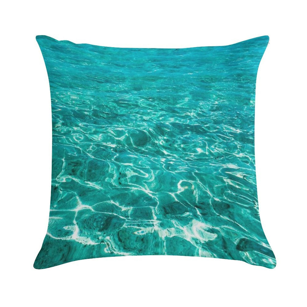Turquoise Blue Ocean Ripples Soft High-Density Material Throw Pillow