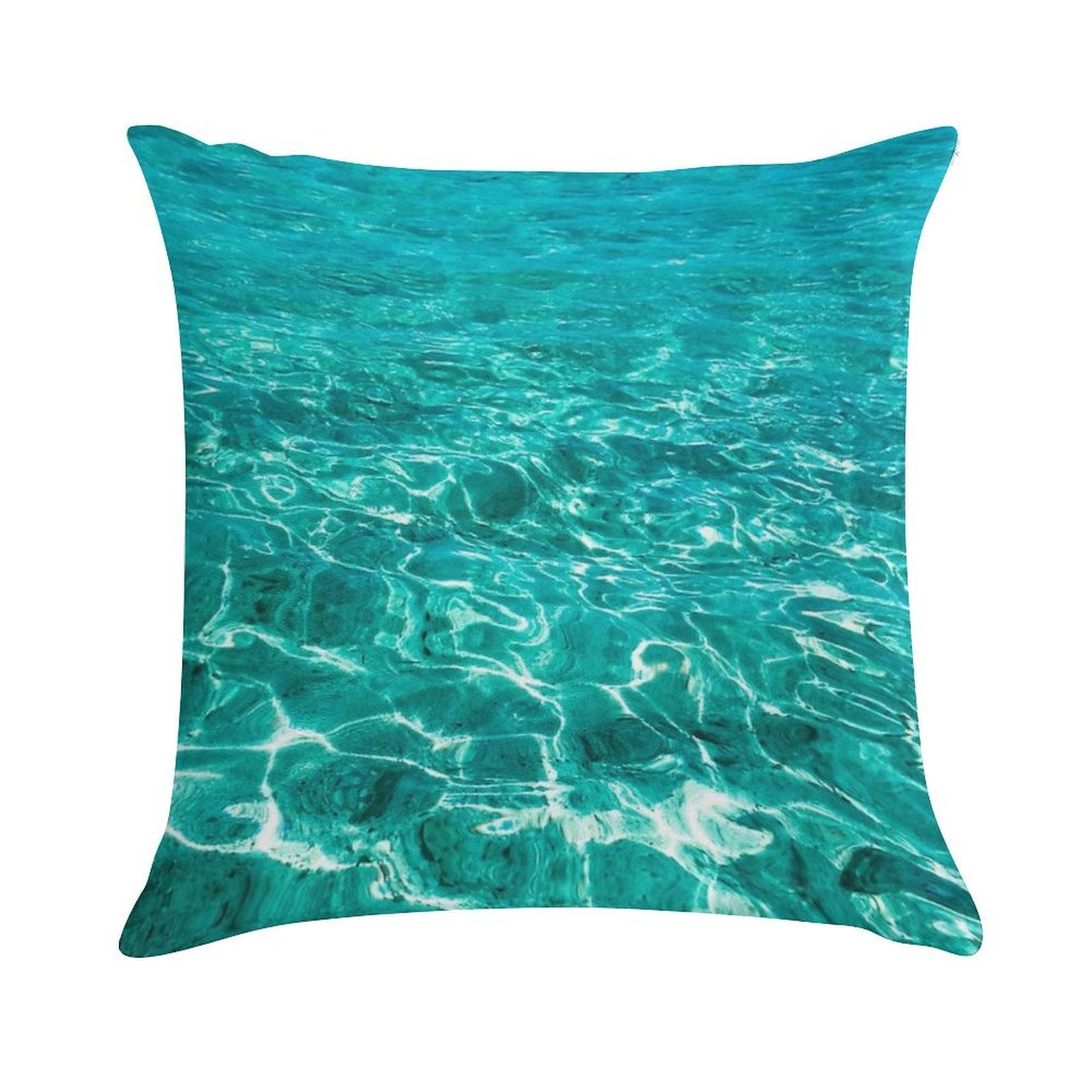 Turquoise Blue Ocean Ripples Soft High-Density Material Throw Pillow