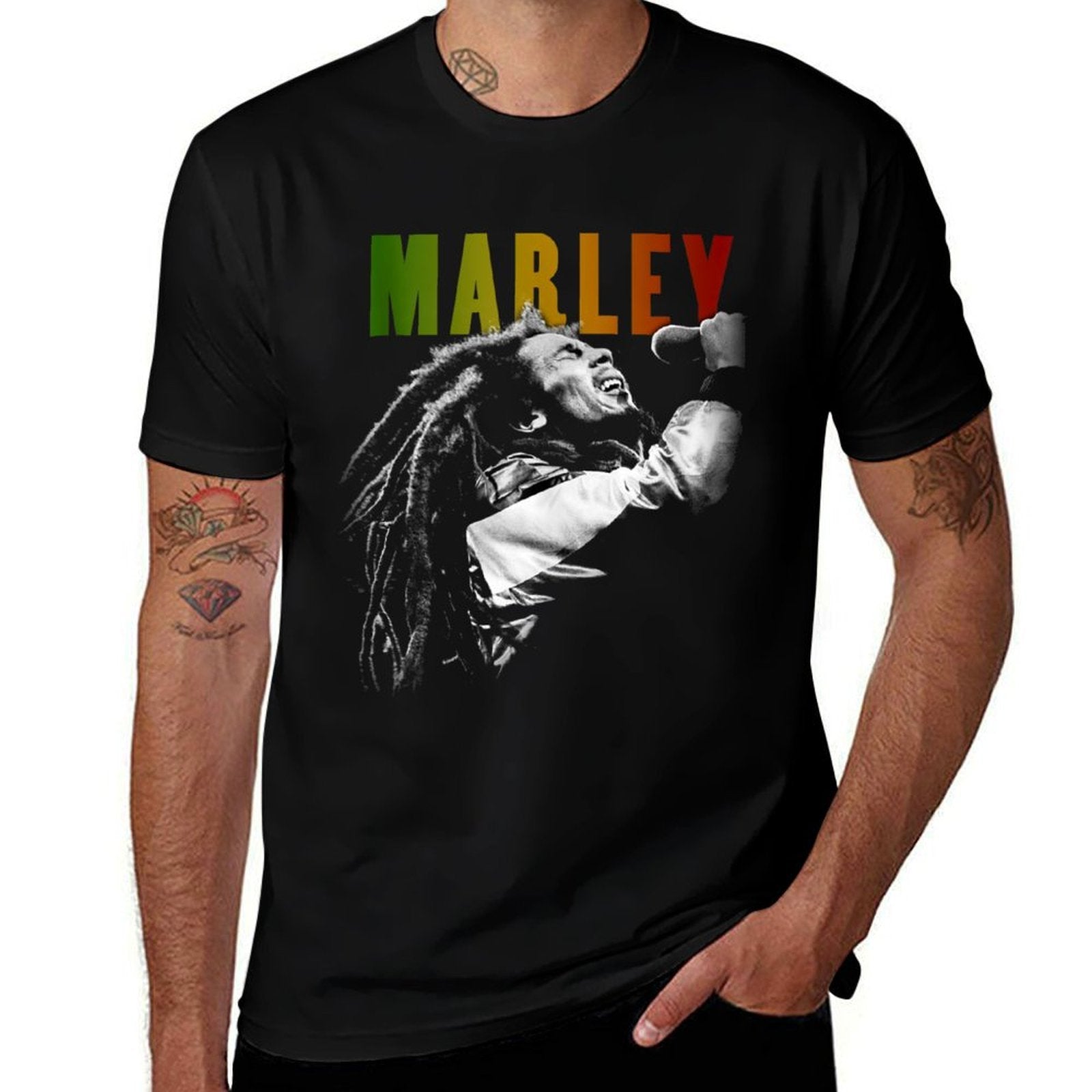 Bob Marley Rastaman Vibration Washed  Eco-friendly Material T-Shirt