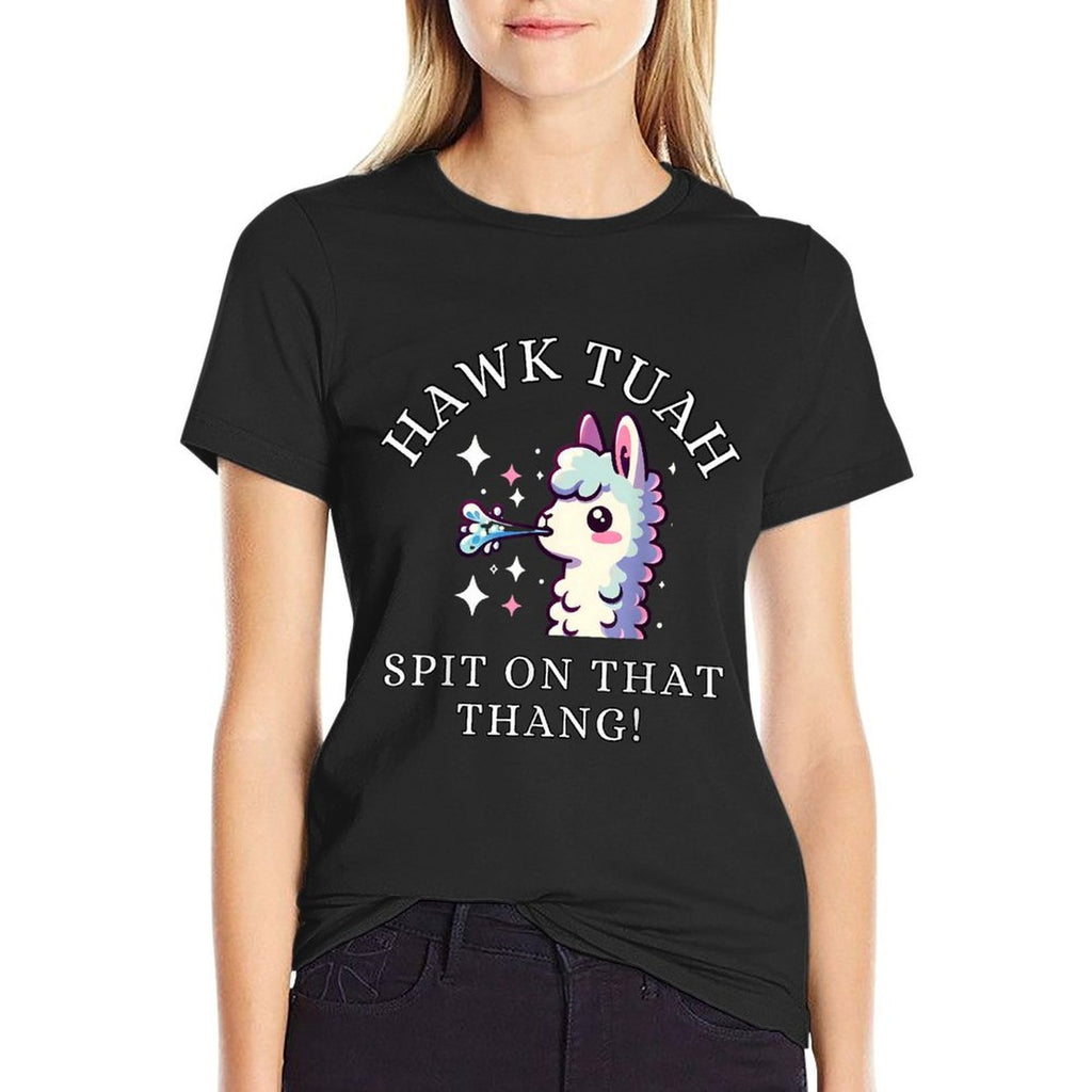 Hawk Tush Spit On That Thang, Funny Hawk Tuah Llama Meme  Trendy Pattern T-Shirt