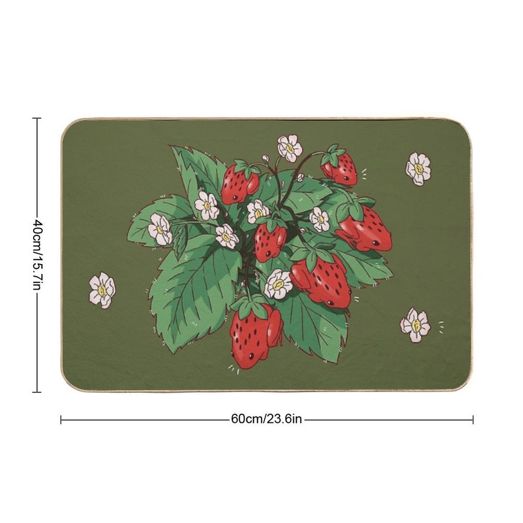 Strawberry Frog in Green  Long-Lasting Bath Mat