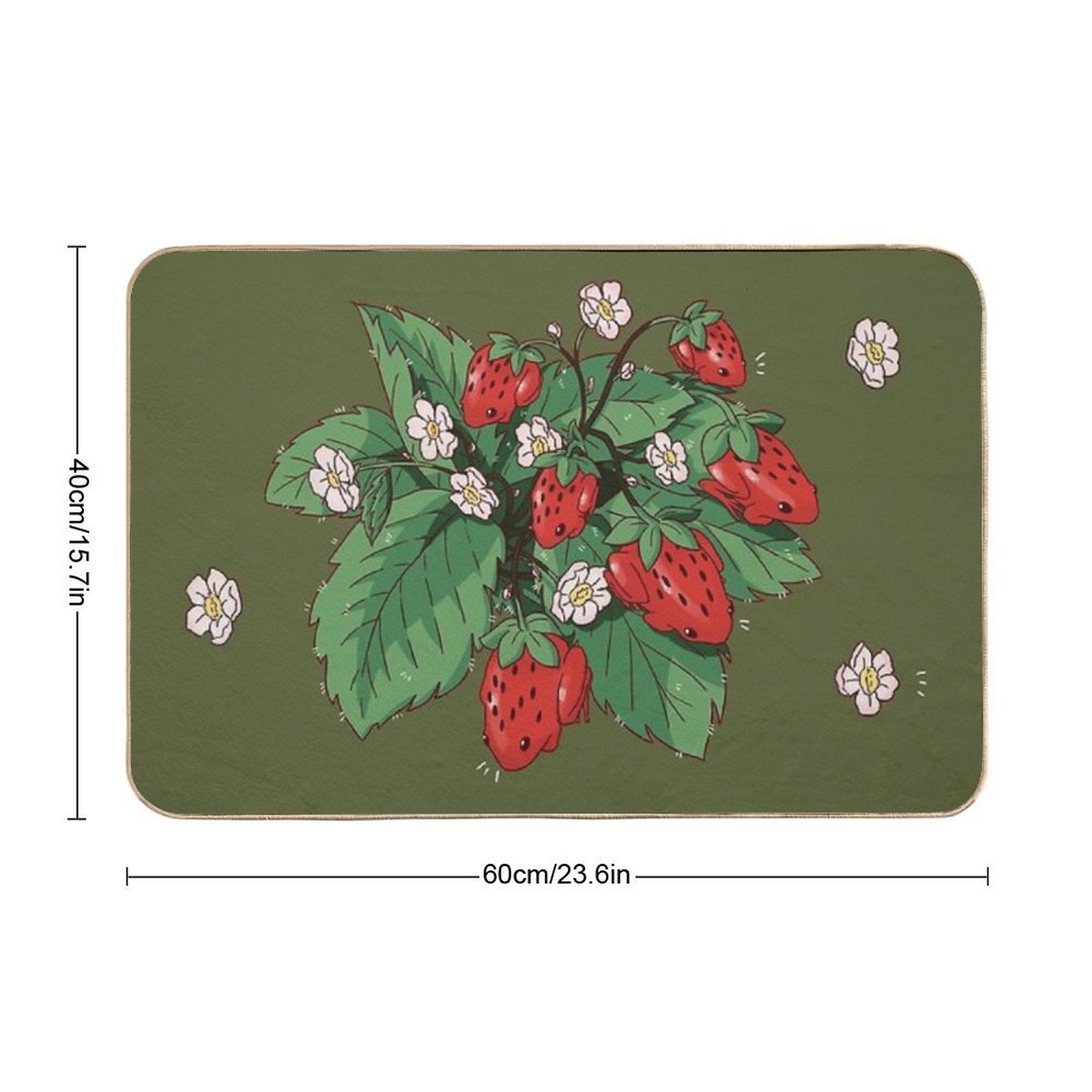 Strawberry Frog in Green  Long-Lasting Bath Mat