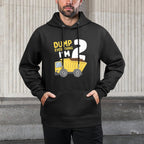 Construction Truck 2nd Birthday Boy 2 Two Year Old Unisex Design Hoodie