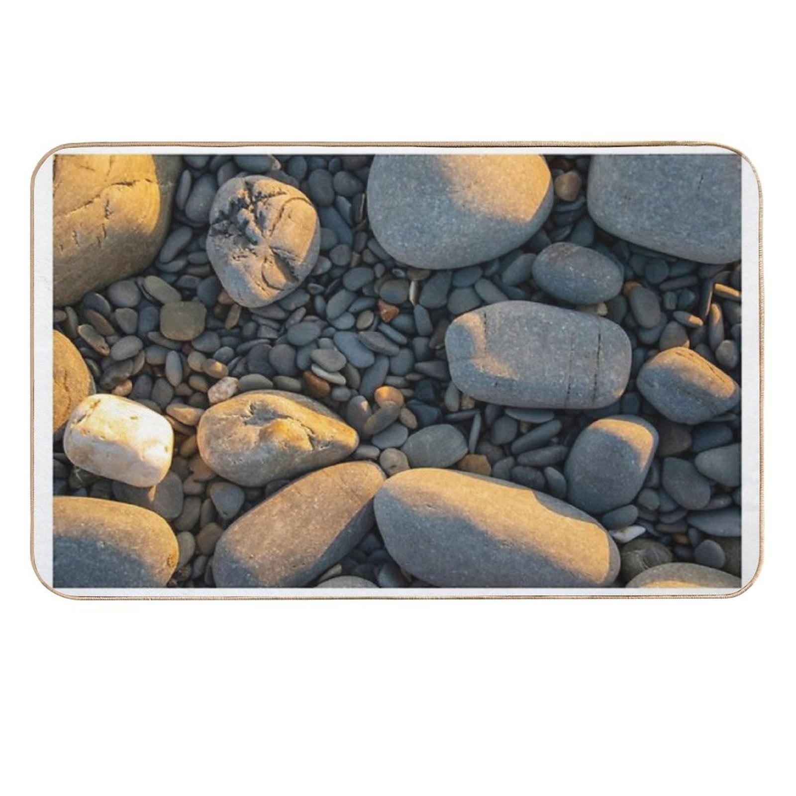 A Collection of Pebbles on A Beach  Slip-Resistant Bath Mat
