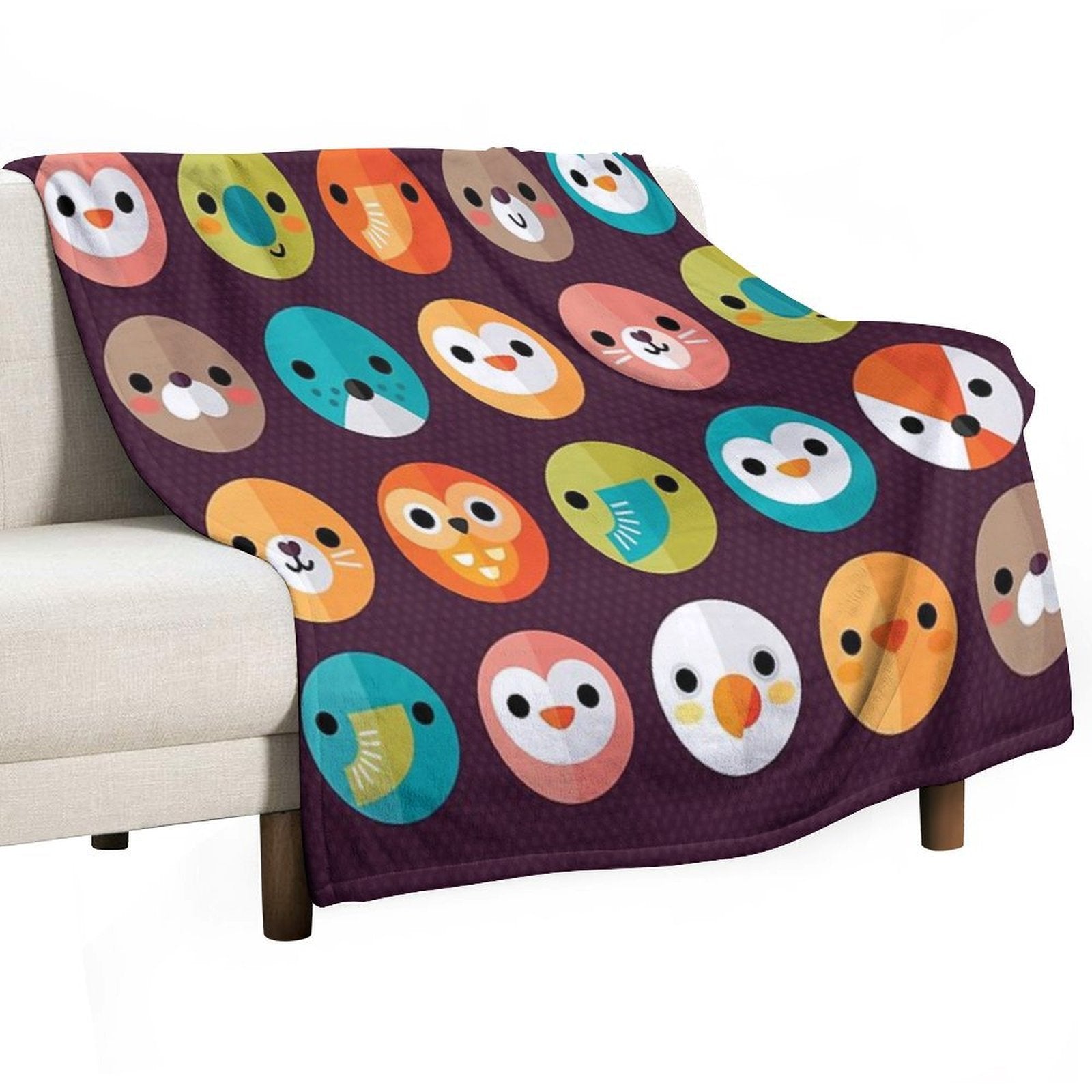 Smiley Faces - Cute Animal Faces Shrink-resistant Throw Blanket