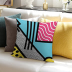 Abstract 80s Memphis Pop Art Style Graphics Soft Hidden Zipper Throw Pillow