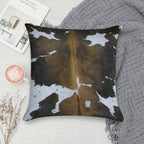 Brown Cowhide Soft Short Plush Fabric Throw Pillow