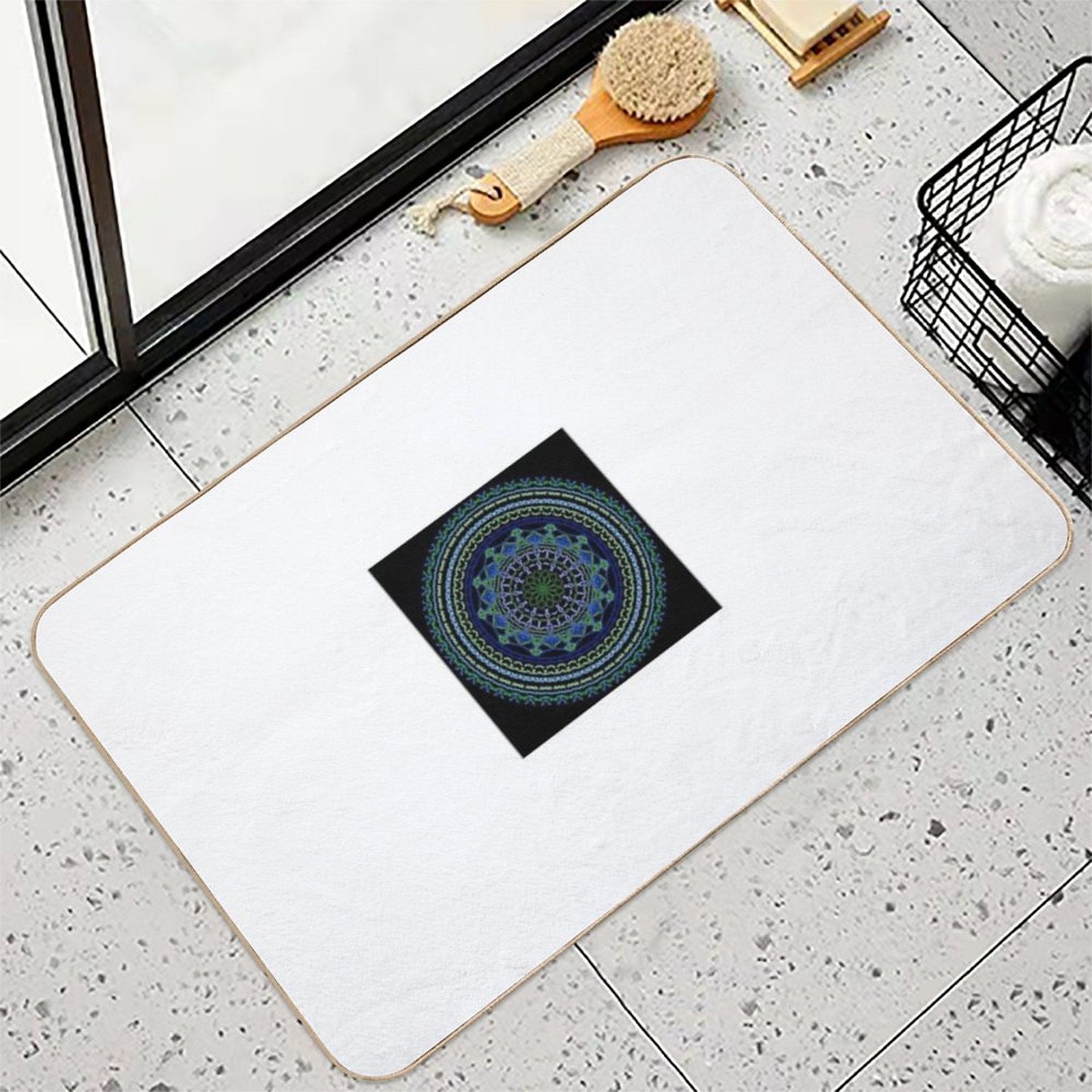 Forest & Tide Mandala – Earth-Inspired Spiritual Geometry for Nature Souls  Non-Slip Bath Mat