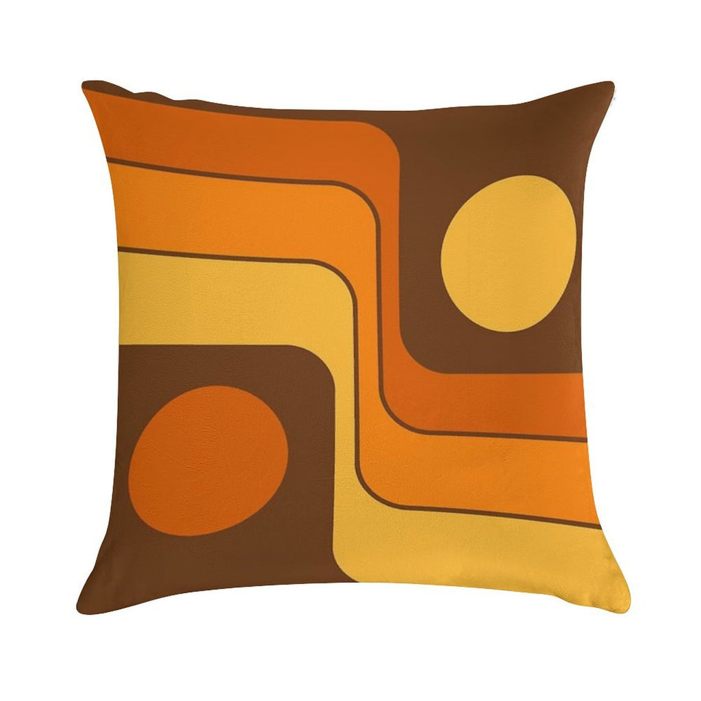 Retro Geometric Design 727 Brown Orange And Yellow Soft Home Decor Throw Pillow