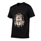 Vintage Western Dreamcatcher Wolf Graphic Design Wolf Women  Slim-fit Cut T-Shirt
