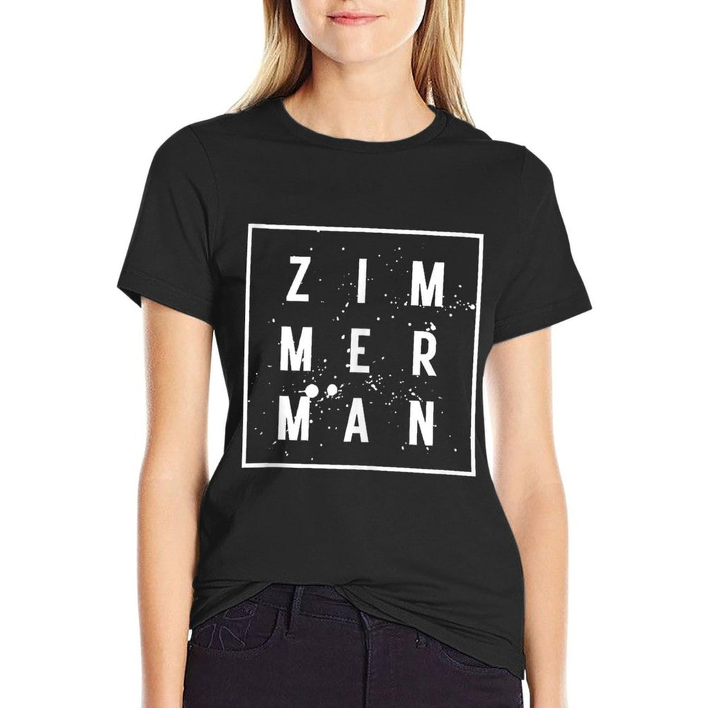 ZIMMERMAN Last Name ZIMMERMAN Name Tag Personalized  Rolled Sleeves T-Shirt